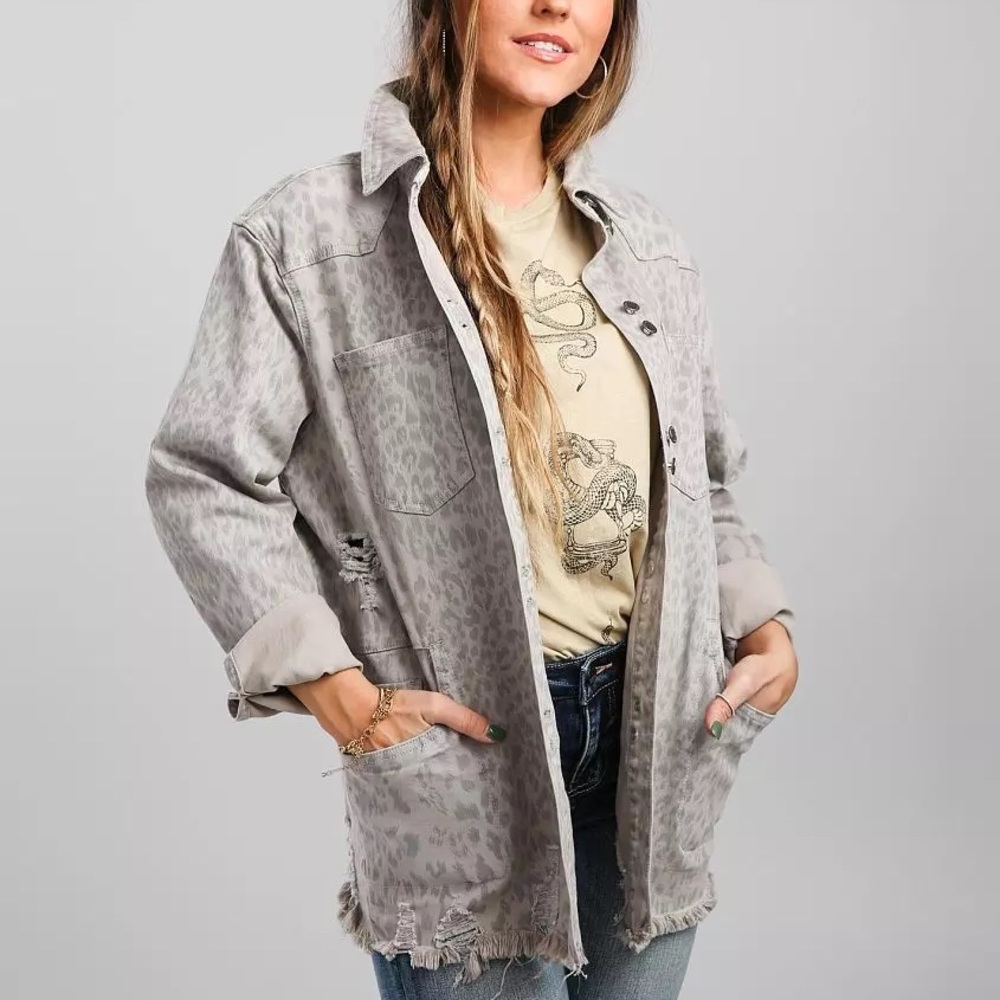Kancan Leopard denim jacket